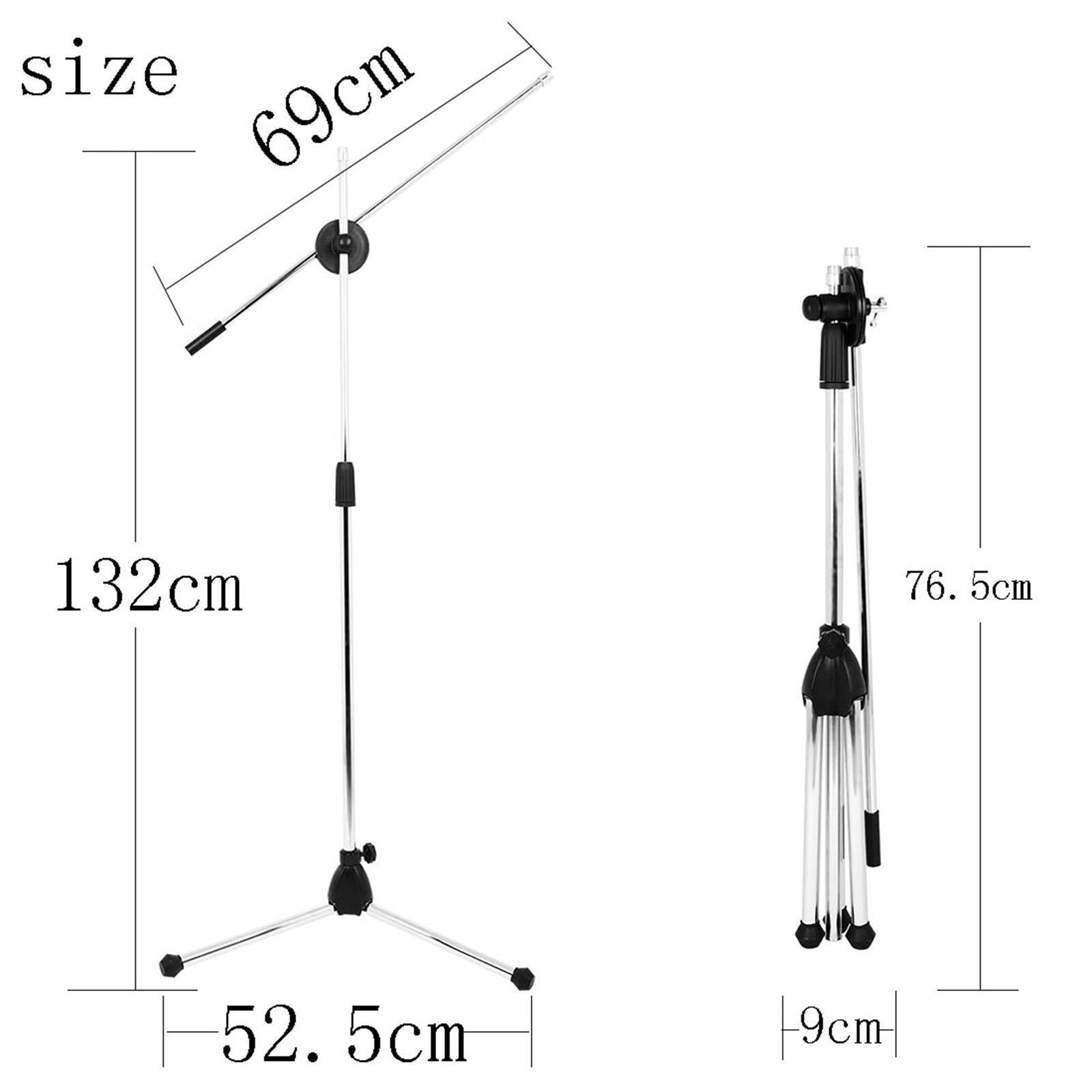 Supporto per microfono con treppiede e clip per microfono, supporto pieghevole, struttura robusta che garantisce l'assenza di vibrazioni durante