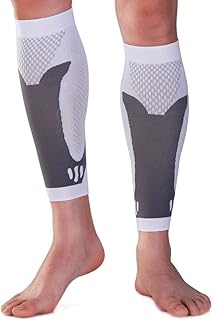 POKEAT 2Pcs Calf Compression Sleeve Gym Sport Calf Support Protector Soccer Running Basketball Shin Guard Leg Warmers,White,XL