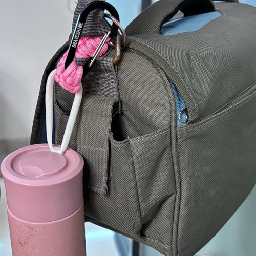 Image of BRAVESHINE Paracord Keychain Carabiner Clip, D Ring Lanyard Hanger Stroller Hook for Water Bottle, Key, Backpacks, Men, Women