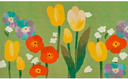 Liora Manne Illusions Indoor/Outdoor Rug – Floral Garden Designs, Versatile Area Rugs, Comfortable & Durable, Easy Care & Maintenance, UV Stabilized, Le Jardin Green, 1'11" x 4'11"