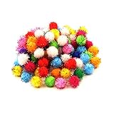 SCRAFTION 100pcs Glitter Tinsel Pom Poms Sparkle Balls for DIY Craft/Party Decoration/Cat (2CM 100PCS)