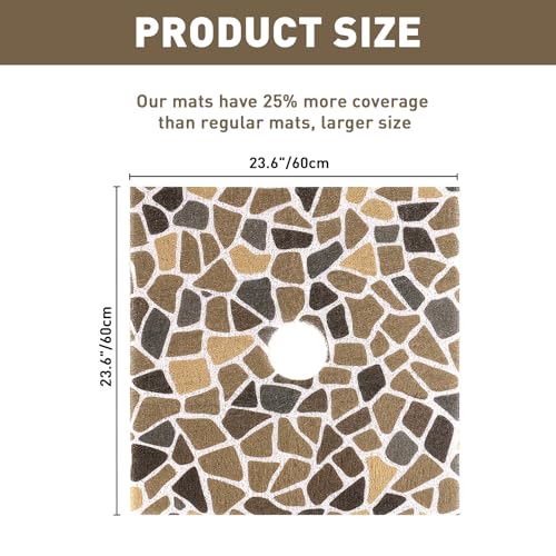 Image of Square Shower Mat Non Slip: 24 x 24 Inch Extra Large Shower Mats with Drain Hole in Middle - PVC Loofah Anti Slip Shower Floor Matt for Inside Shower