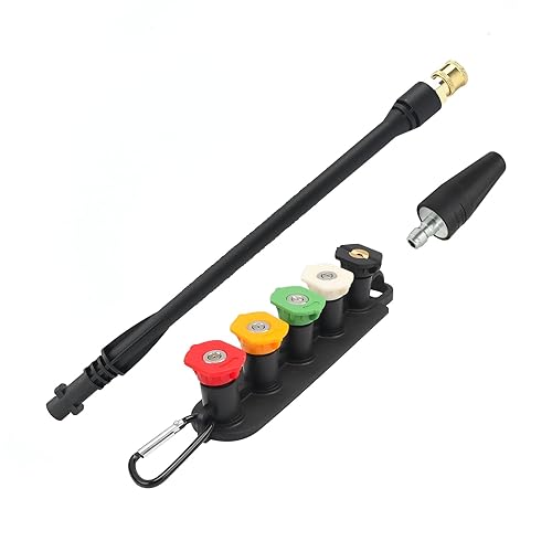 Pressure Washer Replacement Spray Wand with Turbo Nozzle and 5 Spray Tips and Belt Clip Nozzle Holder, Compatible with Kar-cher K1, K2, K3, K4, K5, K6, K7 Power Washers