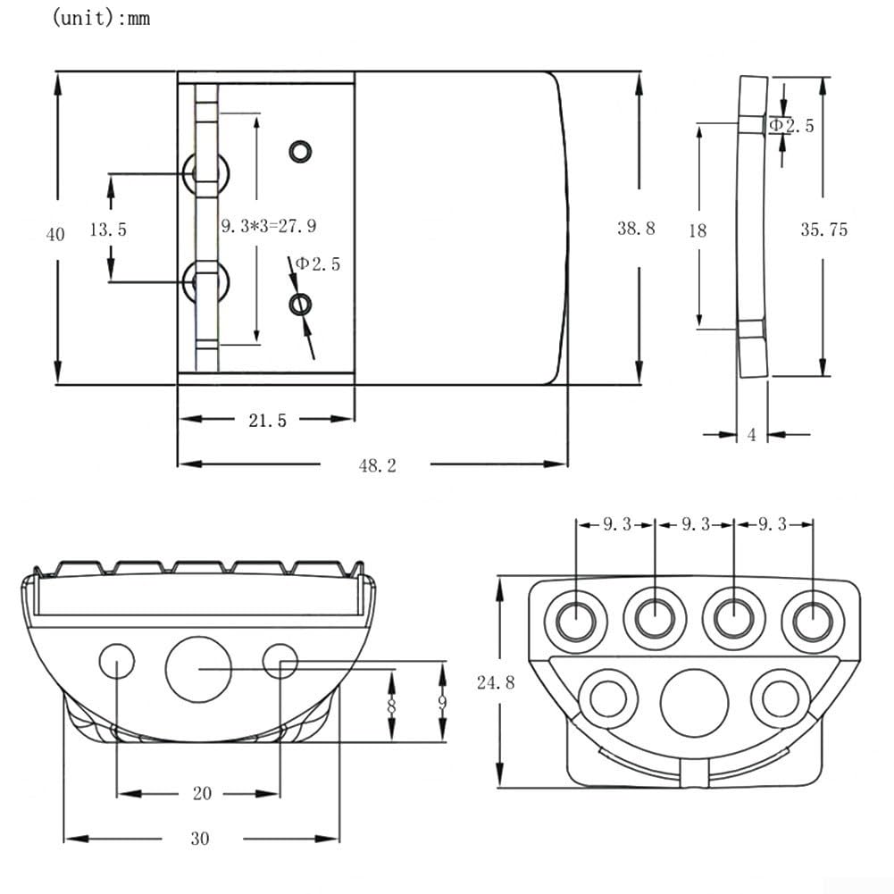 Headless Bass für 4-saitige Reise-Bassgitarre, Messing-Rollsattel-Ersatzteil, glatte Saitenbewegung und verbessert, für einfache Installation, schwarz (silber)