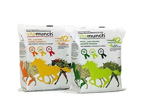 5 X 1KG VITAMUNCH MEADOW HIGH FIBRE, LOW SUGAR, CEREAL FREE SNACK - INCLUDES 1 MUNCH NET - FOR HORSES PONIES PRONE TO LAMINITIS OR OVERWEIGHT - GREAT FOR BOX REST