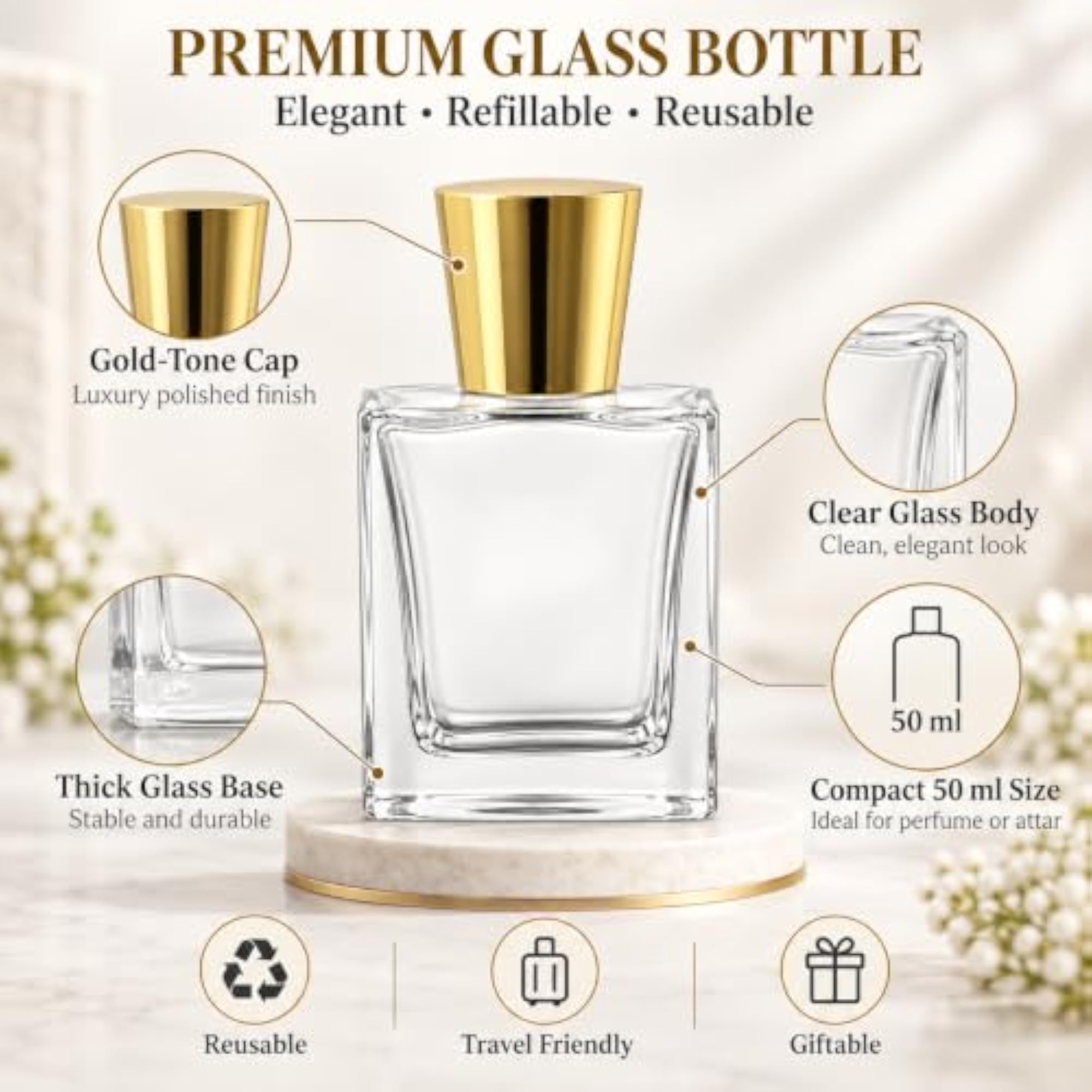 50 ml Refillable Clear Fine Mist Spray Glass Bottles (1)