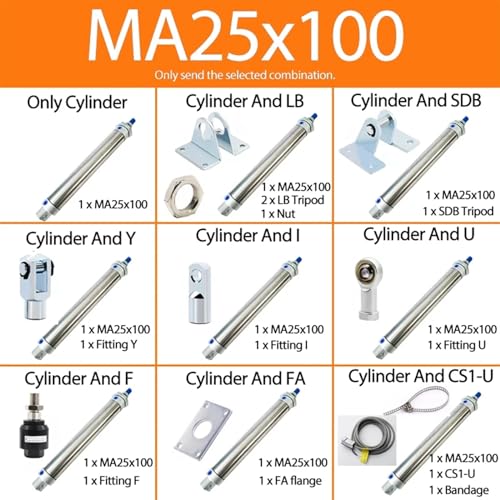 Cilindro de aire mini MA25 de doble efecto para automatización 2