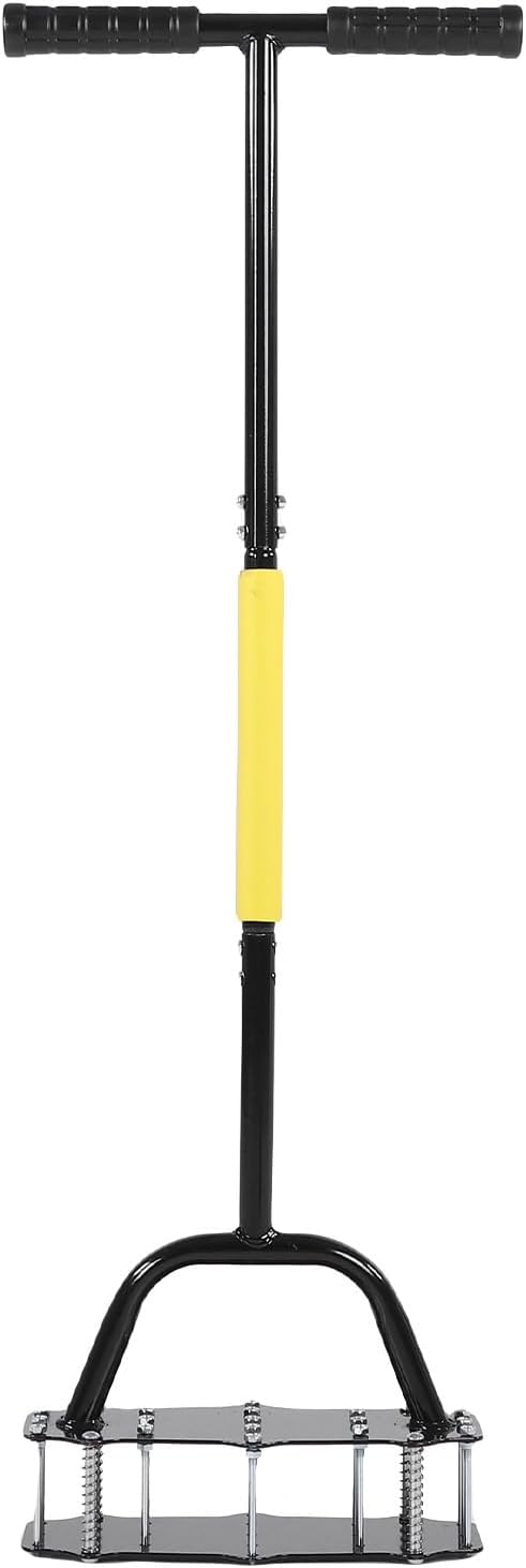 Spring Lawn Aerator Tool with 17 Hardened Steel Spikes, Manual Grass Aerator with Spring Mechanism for Easy Soil Aeration, Heavy Duty Carbon Steel Construction for Garden and Yard