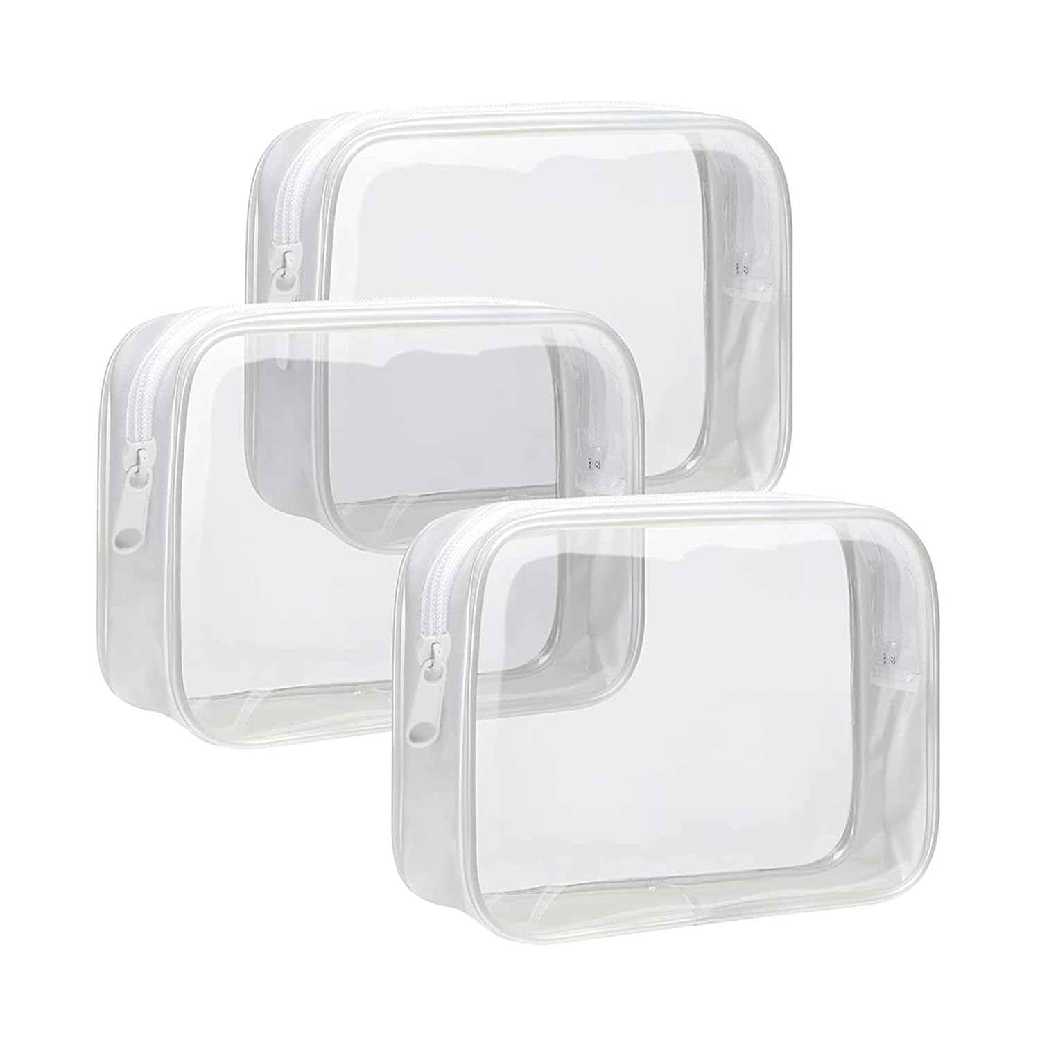 X springClear Toiletry Bags, 3 Pack Toiletry Bag, PVC Clear Cosmetics Bag, Clear Makeup Bags, Clear Travel Bags for Toiletries, Clear Toiletry Carry Pouch for Travel, Bathroom (22×15×7cm)