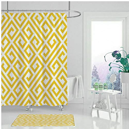 XCBN Innovative design shower curtain geometric yellow block shower curtain waterproof and mildewproof shower curtain A2 180x180cm