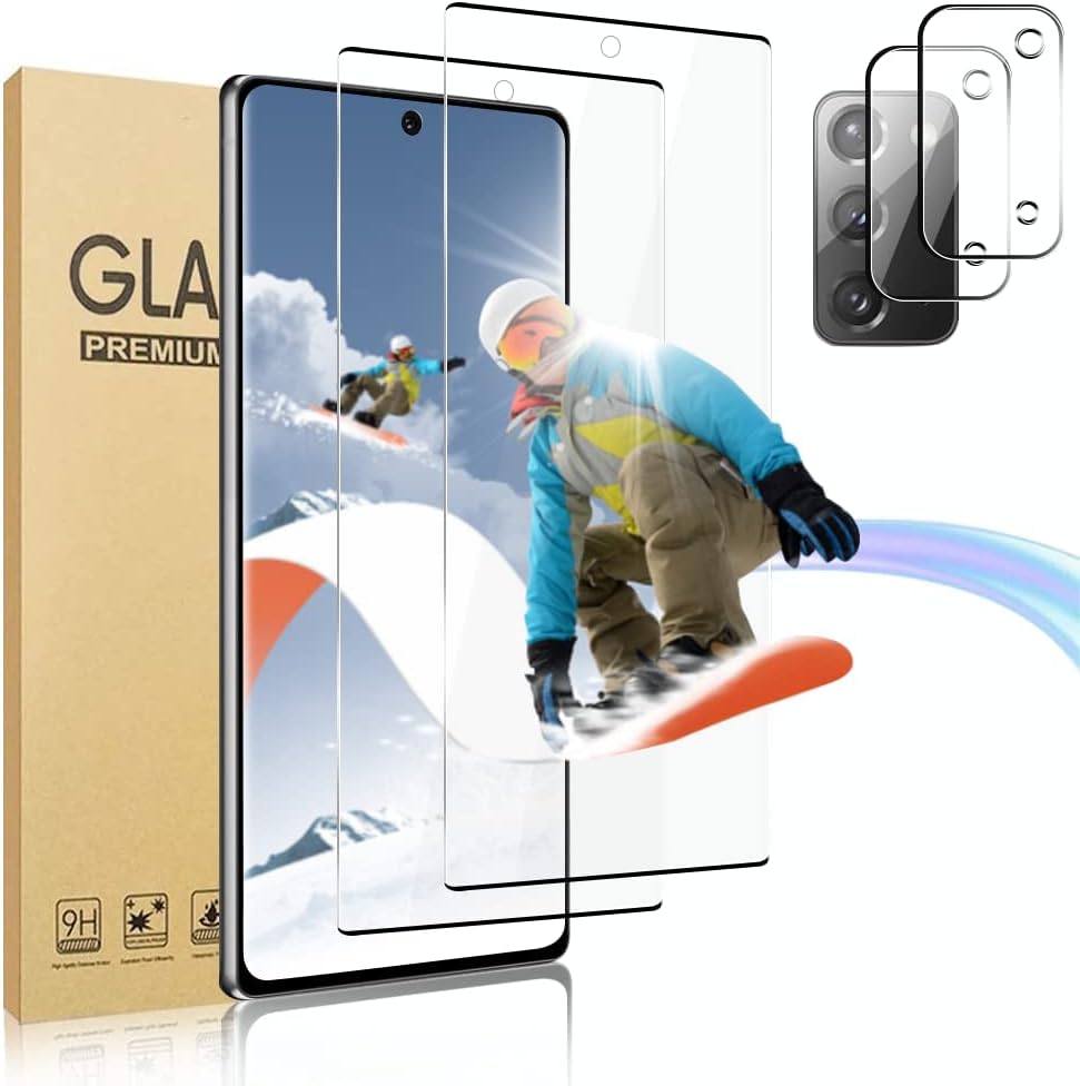         [2+2 Pack] Galaxy Note 20 5G Screen Protector, Ultra HD Tempered Glass Film [Scratch Resistant] [Ultra HD] [9H Hardness] [Fingerprint Unlock] Compatible with Samsung Galaxy Note 20 (6.7 Inch) 