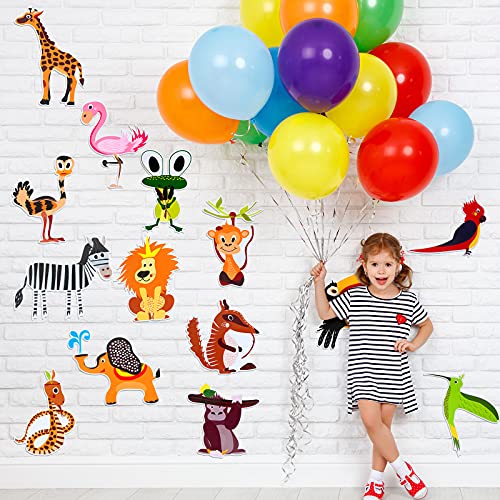 42 Pieces Colorful Jungle Animals Cut-Outs Laminated Bulletin Board Decor Animals Cutouts Animals Theme Party Signs Paper Cutouts With Glue Point Dots For Classroom Bulletin Board Decor #TOP4