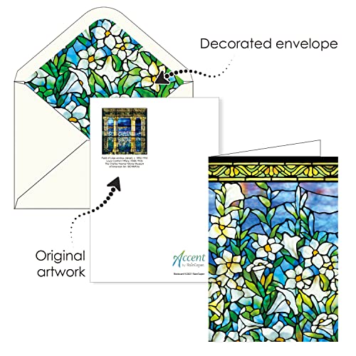 Image of RainCaper Fine Art Keepsake 5x7 Blank Stationery Tiffany Greeting Note Cards With Decorative Envelopes, Gift Boxed Set of 16 | 300 GSM Cardstock (Tiffany Stained Glass)