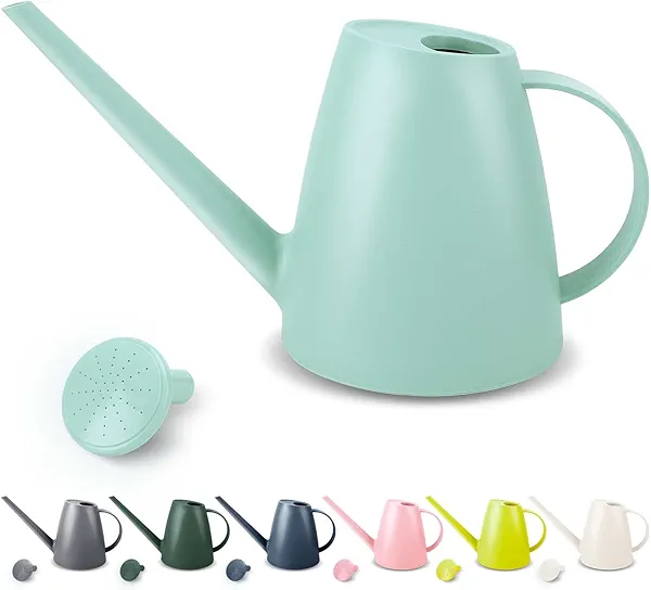 Qilebi Long Spout Small Watering Can for Indoor & Outdoor Plants, House Plant, Garden Flower, 1. 8L 1/2 Gallon (Green)