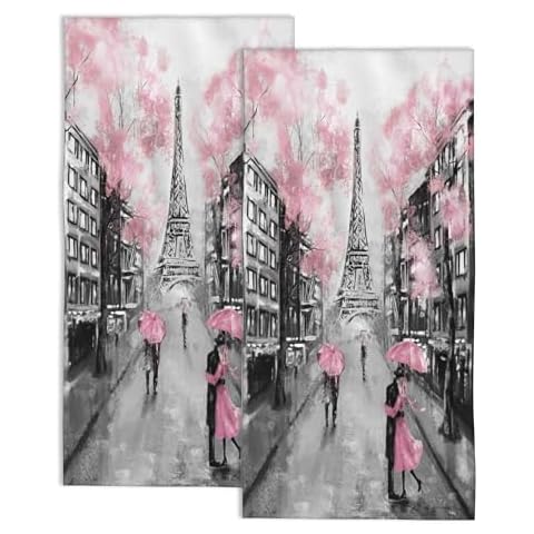 Eiffel Tower Pink Hand Towel Set Cover