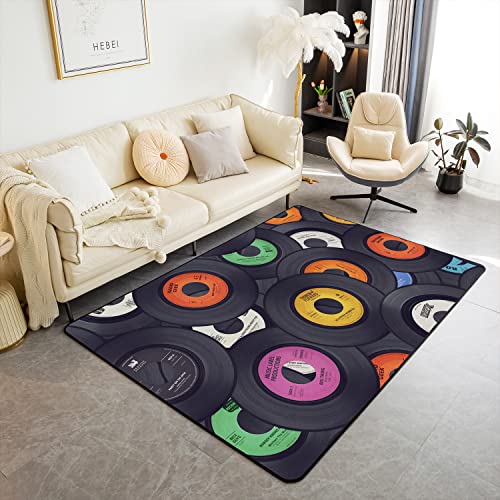 Loussiesd Schallplatte Wohnzimmer Teppiche Vintage Disc Drucken Dekor Teppich, für Balkon Terrasse...