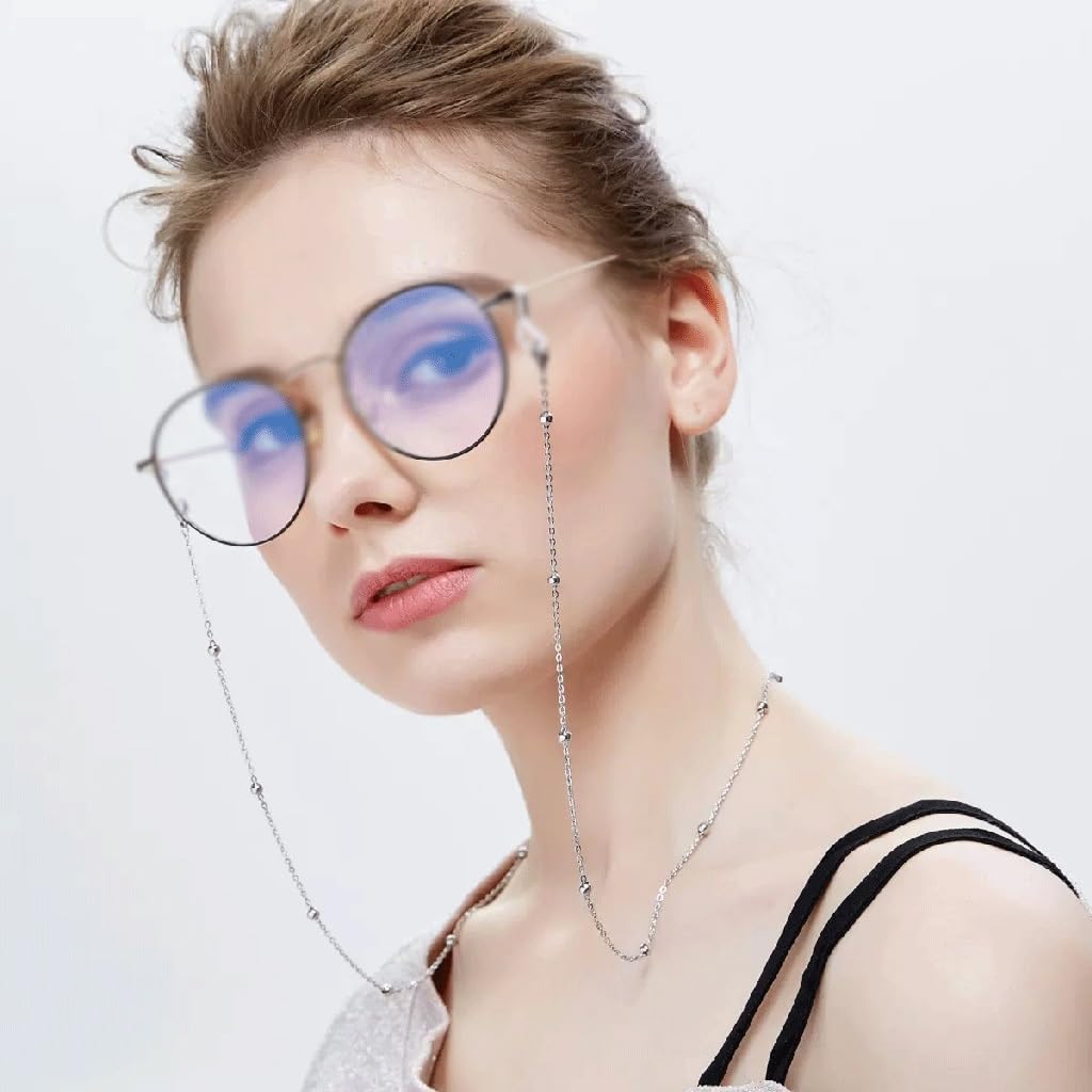 Cadena de Metal for Gafas, Gafas de Sol, Cadena for el Cuello, Cadena for Auriculares(Svart)
