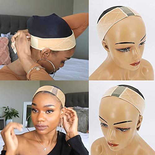 Lace Wig Grip Velvet Comfort Adjustable Elastic Wig Band for Lace Wigs and Frontal With Swiss Lace For Seamless Transition (Beige Color )