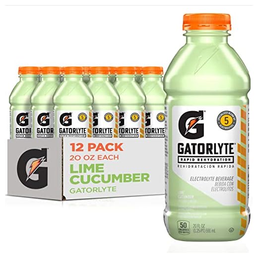 Gatorlyte Rapid Rehydration Electrolyte Beverage, Lime Cucumber, 20oz Bottles (12 Pack)