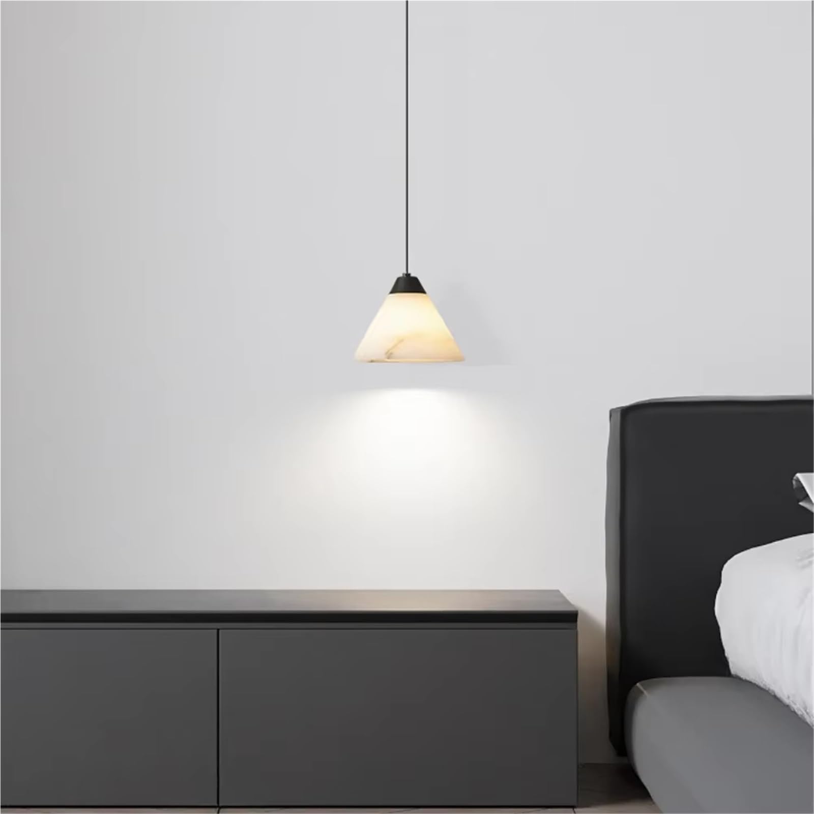 Olskfuh Warm Light Natural Marble Chandelier Restaurant Table Light Hanging Line Lamp Bedroom Bedside Alabaster Lighting Led All Copperchandelier,-Onecolor
