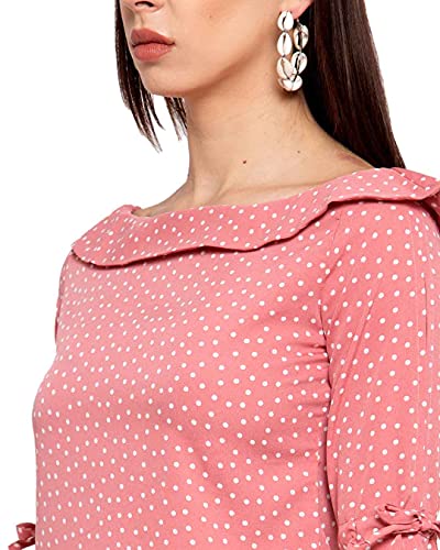 Image of Style Quotient Women Polka Printed polycrepe Smart Casual top