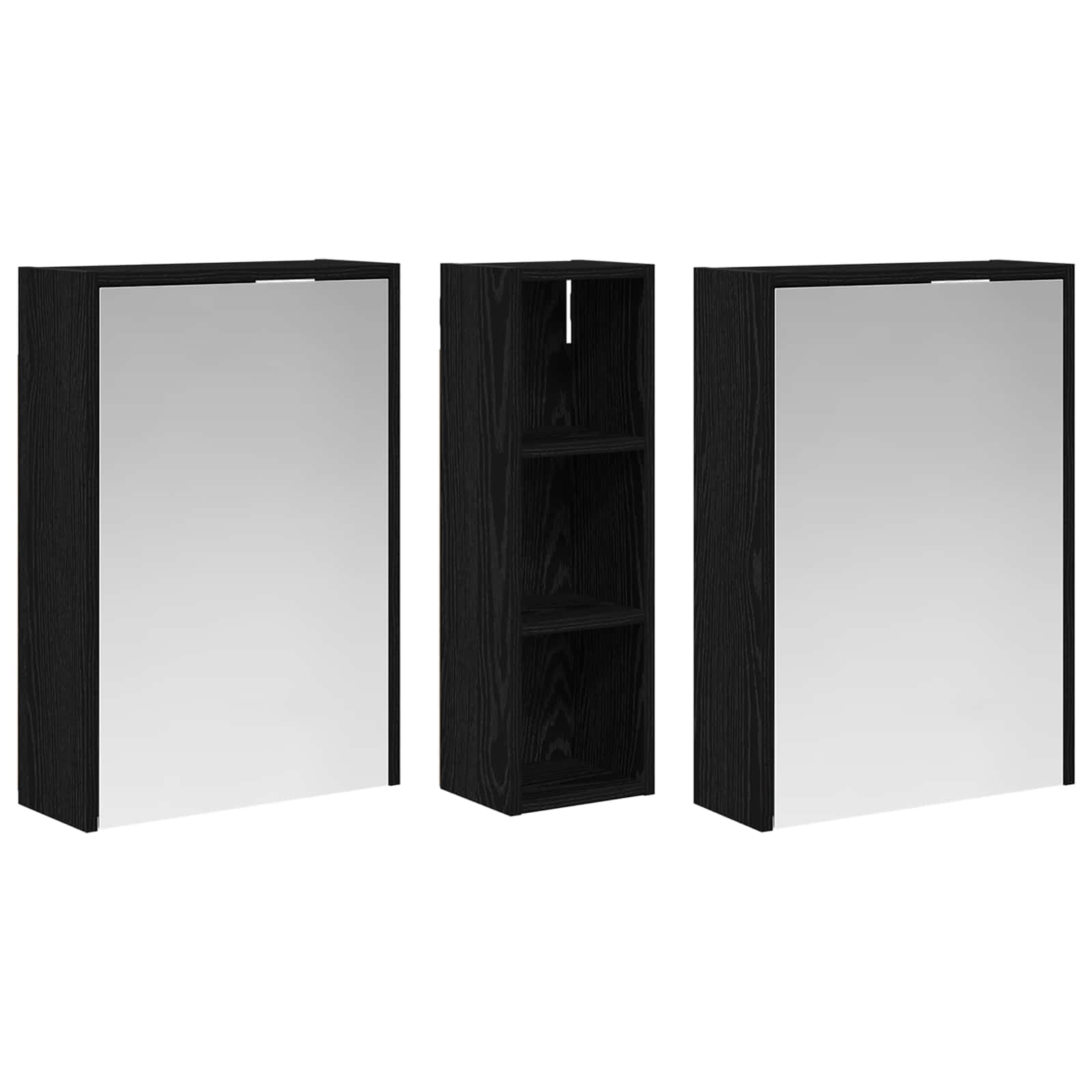 3-częściowy zestaw szafek łazienkowych z drewnopochodnym oświetleniem LED, 106 x 16 x 62,5 cm, montowana na ścianie, z miejscem do przechowywania, szufladami i półką na meble łazienkowe