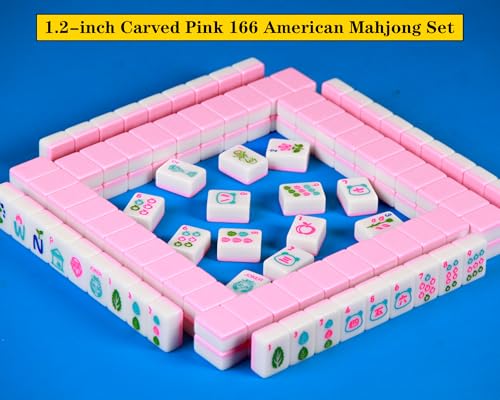 Set Americano de Mahjong con 166 fichas rosadas miniatura 6