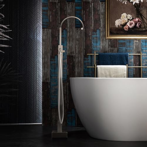 WOODBRIDGE F0060BN Contemporary Single Handle Floor Mount Freestanding Tub Filler Faucet with Hand Shower in Brushed Nickel Finish. by WOODBRIDGE - Image 3