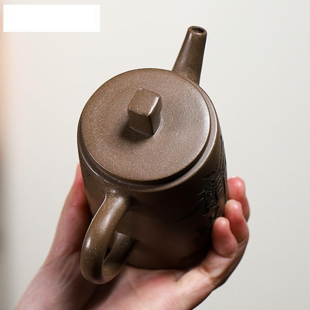Ceramiczny dzbanek do herbaty, 270 ml, antyczna fioletowa glina, ręcznie rzeźbiony pojemnik, czajnik do herbaty i błota, czajnik z sitkiem, zestaw do herbaty Zisha, ceramiczny dzbanek do herbaty