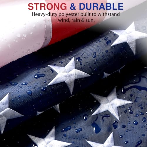 American Flags for Outside 5x8 FT- Heavy Duty US Flag USA Flag with Embroidered Stars, Sewn Stripes & Brass Grommets, Weather-Resistant, 4th of July Decorations - Thumbnail 4