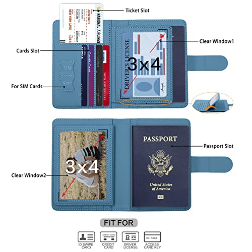 Image of Melsbrinna Rfid Passport Holder for Travel women /Men, Cute Passport Wallet Rfid Blocking Card Slots, Rfid Passport Cover /CaseTravel Wallet, Passport Book Holder (1, Blue2)