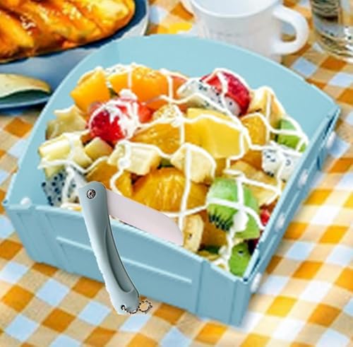 Camping Floded Cutting Silicone Board with Ceramic knife, Cutting, Plate mat, Cleaning basket All In One,Space-saving & easy to carry,Gifts for Campers Happy Camper,Camping Accessories for RV Campers