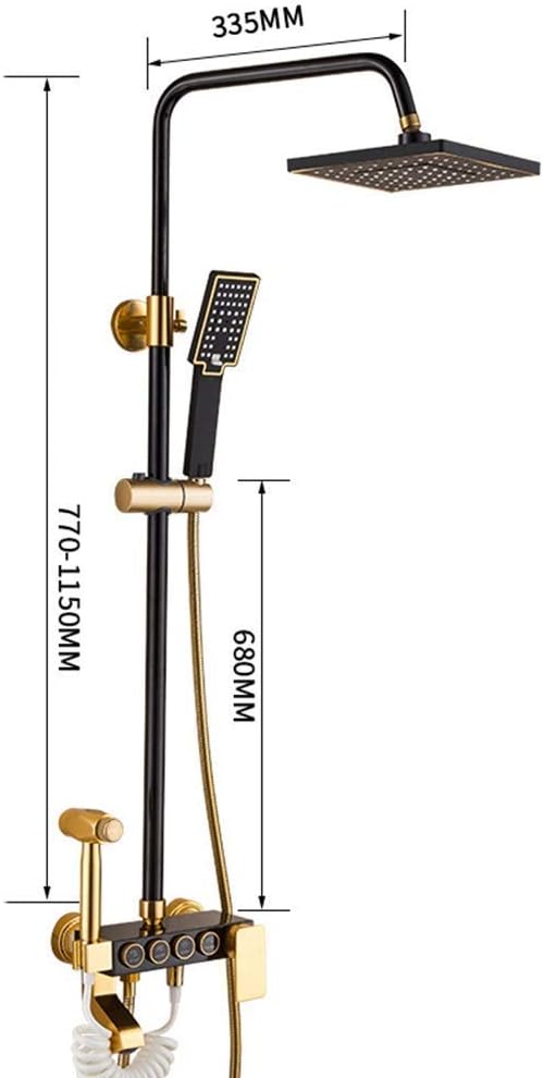 Shower Set Household Hot and Cold Pressurized Retro Bathroom Bathroom Shower Rain European Black Ancient Space Aluminum Shower Faucet Set Fixed Showerheads Bathroom