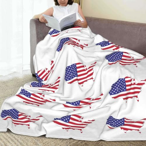 Couverture polaire douce chaude flanelle imprimé drapeau USA lit - 8