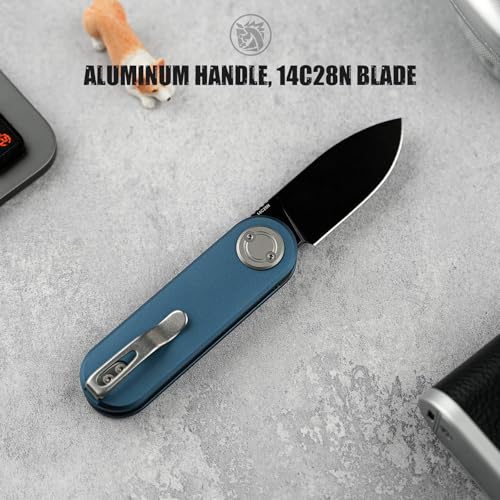 Image of Vosteed Corgi V Pocket Knife - 2.36 inch 14C28N Black Stonewash Blade - Patented Vanchor Lock, Blue Aluminum Handle - EDC Knife Fishing Folding Knife - A3704