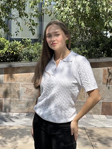 Image of Zeagoo Women Short Sleeve Sweater Pullover Polo Tops V Neck Knit Casual Soft Pullover Shirt