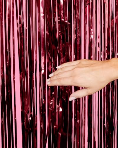 Image of xo, Fetti 2pk Burgundy Red Party Curtain | Fringe Birthday Bachelorette