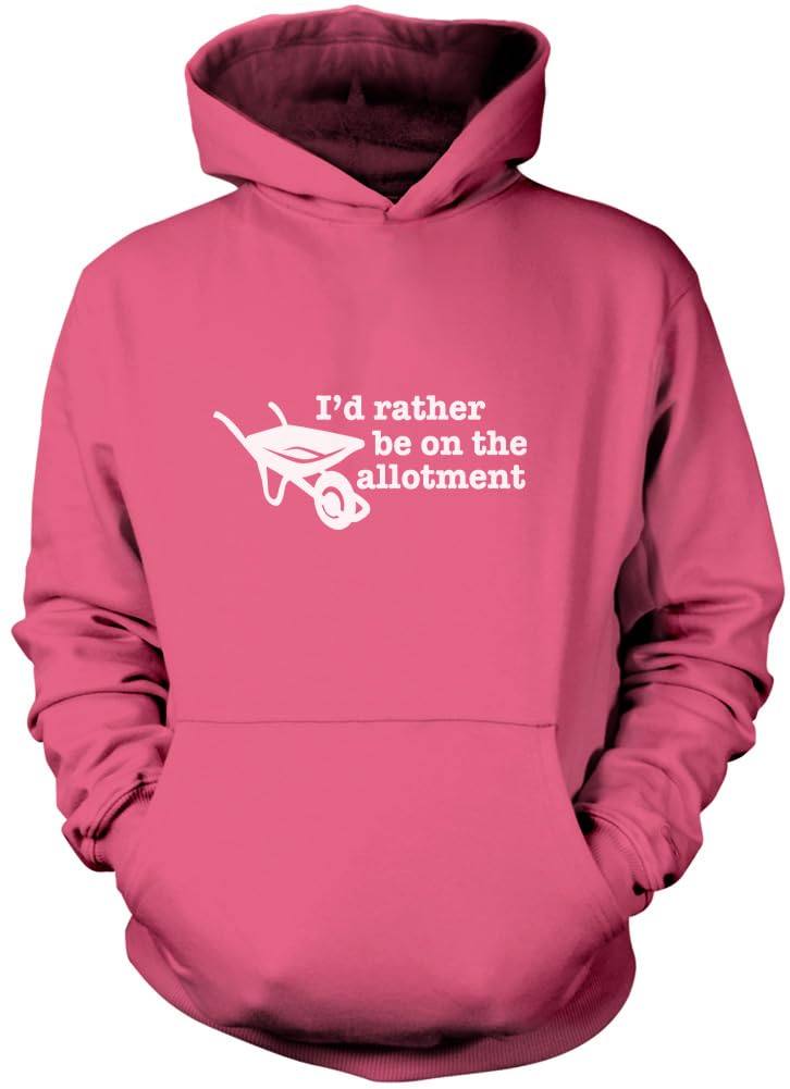 Hotscamp Boys Pink I'd Rather Be On The Allotment Unisex Hoodie - Large