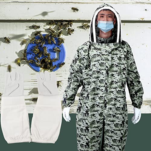 Terno de Abelha de Uma Peça Com Zíperes Duplos e Luvas XL para Apicultor - Roupas e Suprimentos de P