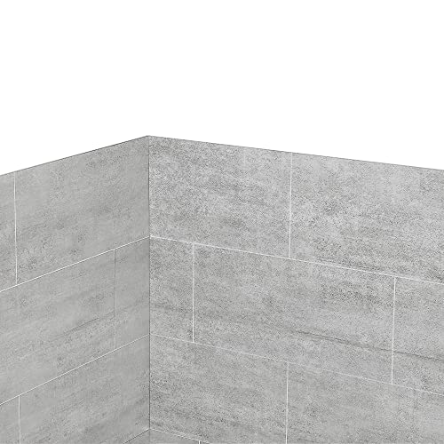 Ove Decors Misty 48 X 32 In. Solid Surface Alcove Shower Wall In Horizontal Grey Tiles #TOP2
