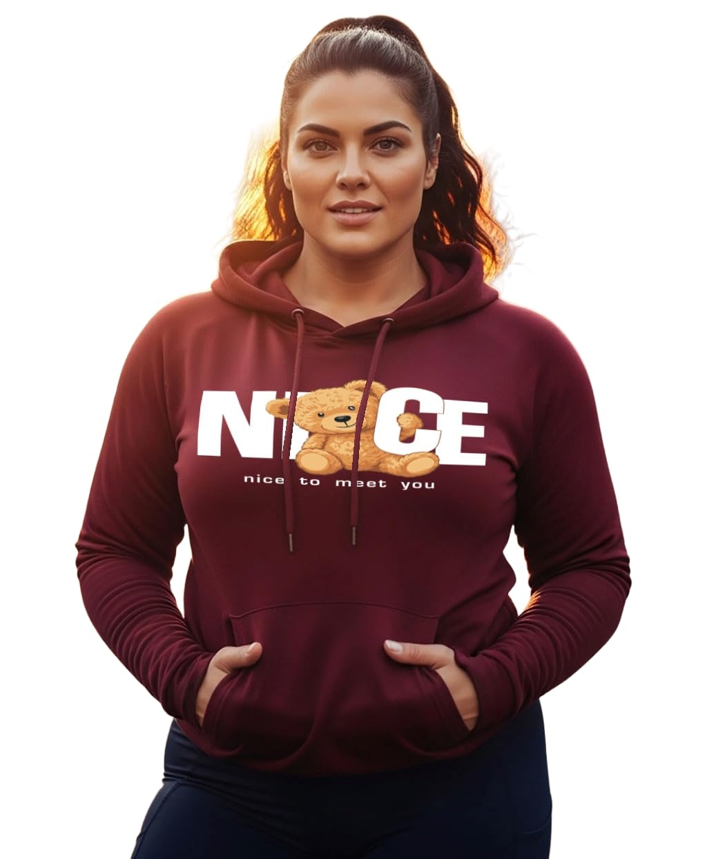 Women's Cotton Fleece Maroon Full Sleeve Graphic Printed Plus Size Hooded Sweatshirt | 2XL, 3XL, 4XL, 5XL Hoodies for Womens Winter Wear | 776-image-49
