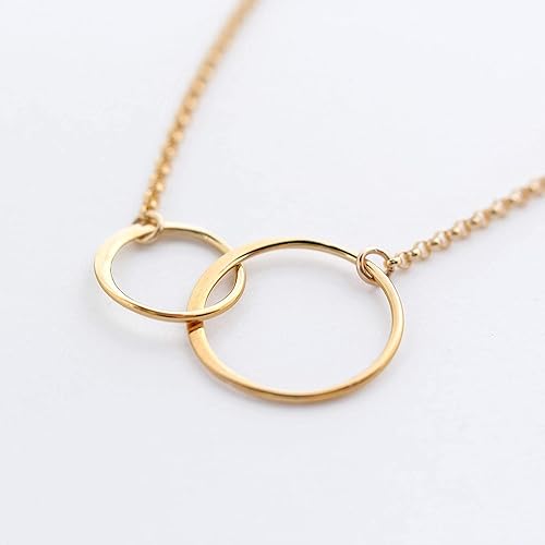 Miniatura 2 de Cousin Gifts for Women Girls • Card and Gift for Cousin Woman • 2 Connected Eternity Circles • 14k Gold Necklace • Gifts for Cousins • Family