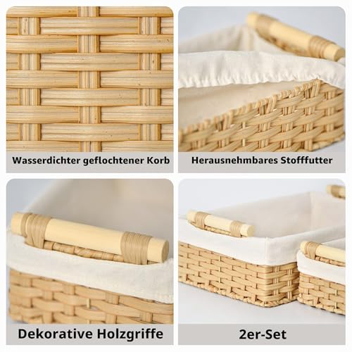 GRANNY SAYS Aufbewahrungskörbe Schmal, 2 Stück Klopapier Aufbewahrung Körbe, Handgewebt Aufbewahrungskorb, Regalkorb Geflochten, Wasserdicht Badezimmer Körbchen, Deko Körbe Wickeltisch - Natur – Bild 4