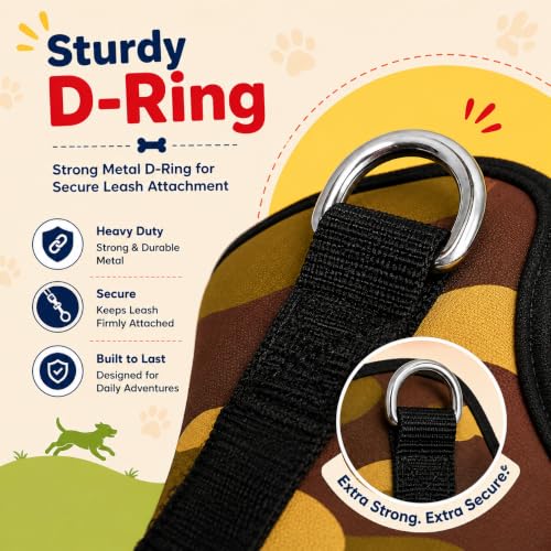Image of No Pull Dog Body Belt | Adjustable & Soft Padded Dog Harness | Perfect for Medium Breeds | for 14-23Kg Dogs - Pomeranian, Beagle, Bulldog (M, Army)