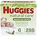 HUGGIES Natural Care Unscented Baby Wipes, Sensitive, 6 Disposable Flip-top Packs, 288 Count