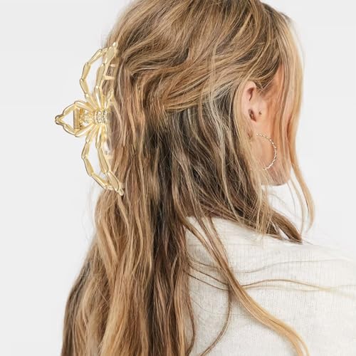 3 Piezas Pinzas de Garra Halloween para Mujer, Pinzas de Pelo Góticas con Diseño de Araña de Metal con Mandíbulas Grandes para Cabello Grueso miniatura 2