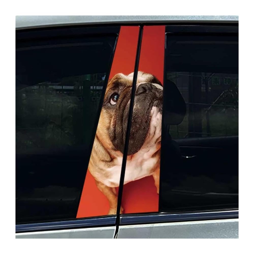 Decorative Items 2PCS Car B Pillar Protective Film Decoration French Bulldog Car Center Pillar Sticker(D)
