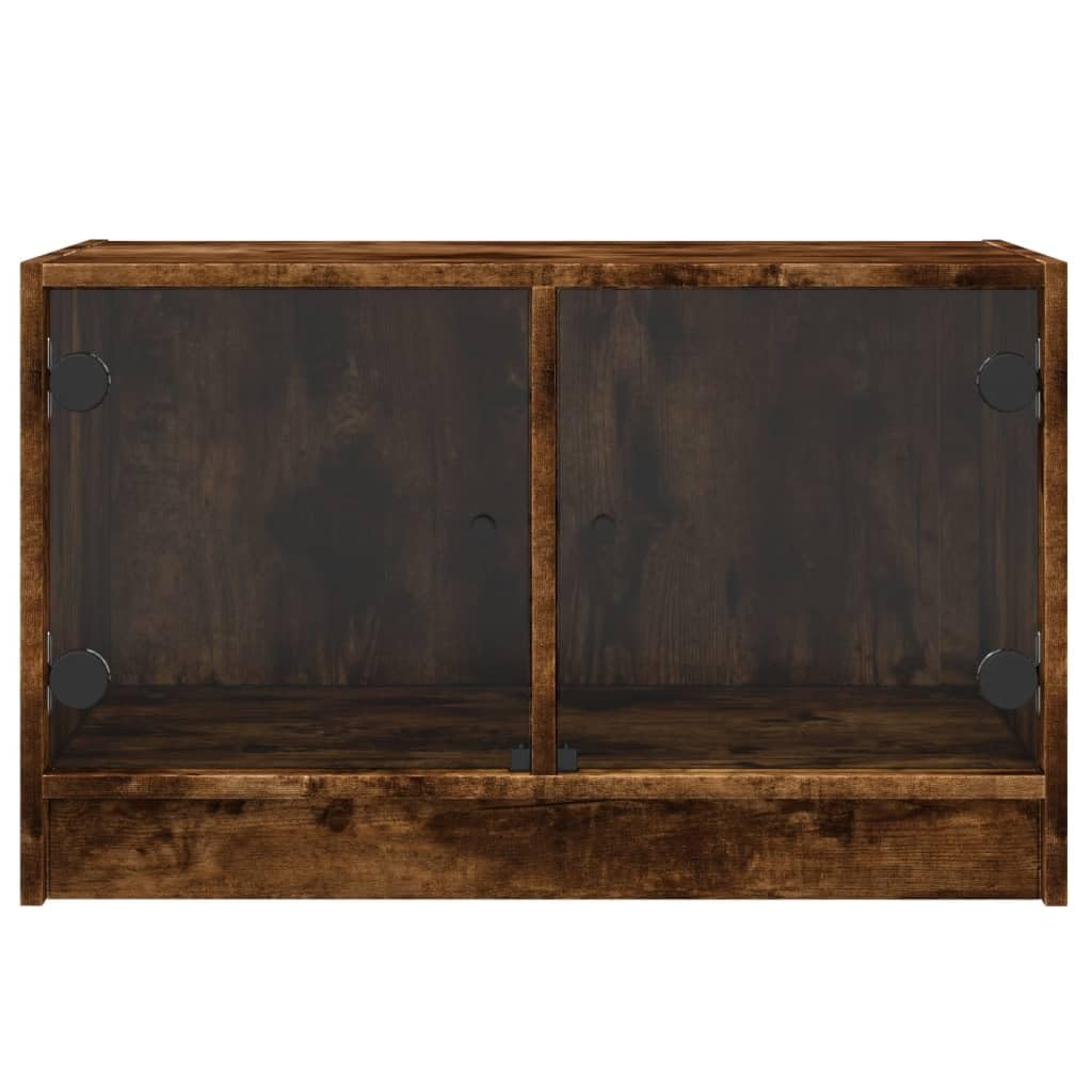 Haus & Garten, Möbel-TV-Schrank mit Glastüren, Räuchereiche, 68 x 37 x 42 cm