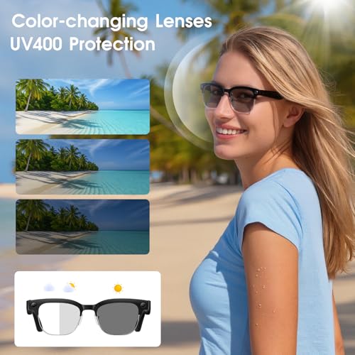 Image of AI Smart Glasses with Camera, 8MP HD Camera Glasses for Men Women, 4K Video Recording Sunglasses with EIS stabilization,AI Object Recognition, 290mAh, Bluetooth Music Glasses for Work /Baseball /Cycling