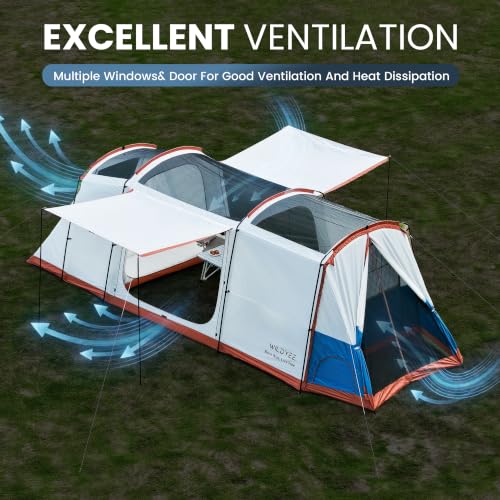 Carpa de camping para 10 personas con habitación para mascotas y cubierta impermeable grande para familia miniatura 5